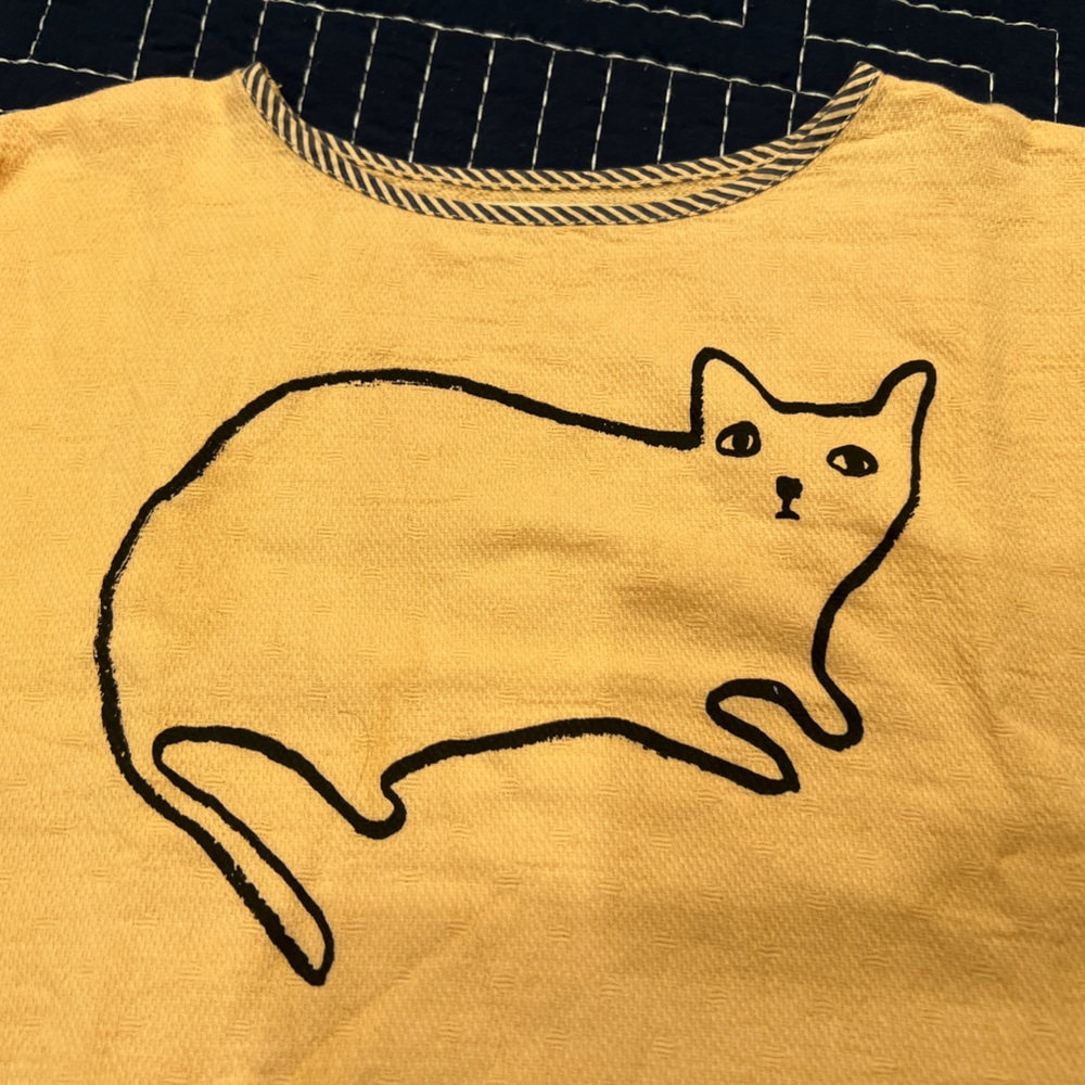 Bobo Choses peach top with cat line drawing oversized 2-3 years - Picture 2 of 4